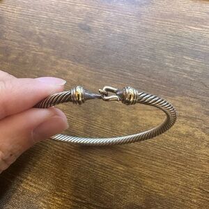David Yurman Buckle Classic Cable Bracelet Sterling Silver with 18K Yellow Gold